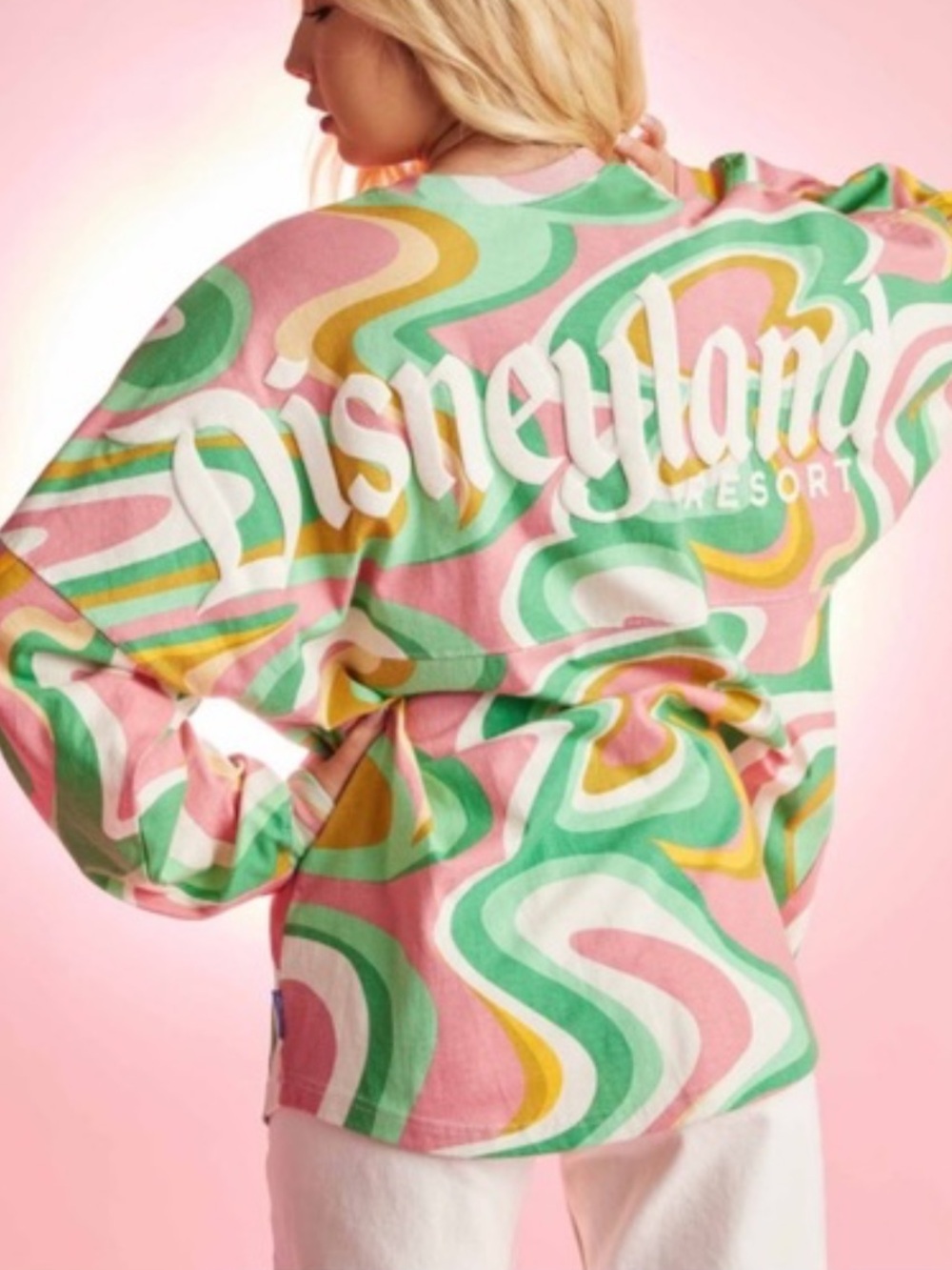 Disney Swirl Spirit Jersey in Pink, Green & Yellow